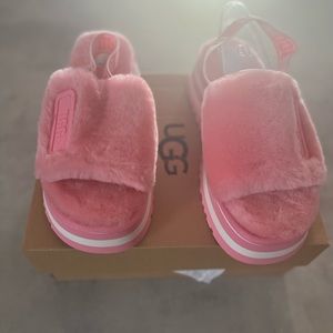 Pink Ugg disco sandals